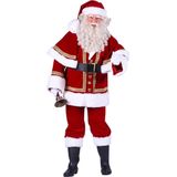 Kerstman fluweel deluxe met cape, Rood, Jas-Broek-Muts-Riem-Cape maat XXL