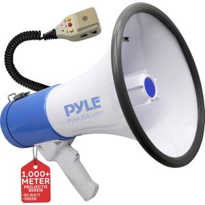 Pyle Megafoon Profi oplaadbare spreekmodus en aux-ingang voor MP3-speler 50 watt