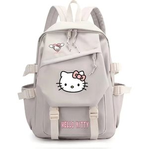 Sanrio - Hello Kitty - Nylon Rugzak - Duurzaam met gewatteerde banden - Reistas - Wit/Grey