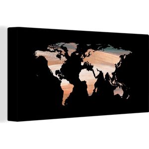 Wanddecoratie Wereldkaart - Verf - Design - Canvas - 40x20 cm