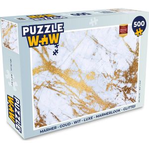 Puzzel Marmer - Goud - Wit - Luxe - Marmerlook - Glitter - Legpuzzel - Puzzel 500 stukjes