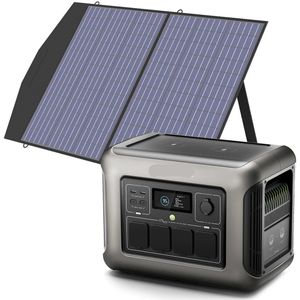 Powerstation - Generator - Aggregaat - Powerbank - Draagbare - met 100W Zonnepaneel - 1152Wh LiFePO4 Zonnegenerator - met AC Output voor Buiten en Noodstroom