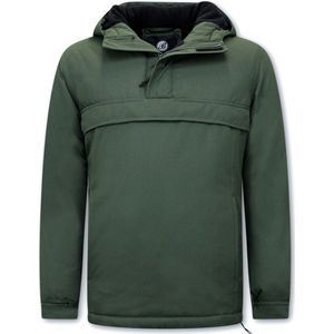 Heren Anorak Winterjas met Bontkraag - Groen