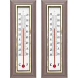 Set van 2x klassieke thermometers voor binnen en buiten donkerbruin 16 cm