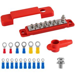 Allecto Plus - Stroomverdeelblok met 12V Busbar en Schroefklemmen voor Maritieme en Auto-Zonnebedrading - 300VAC / 48VDC - Inclusief Deksel - Blokverdeelkast met 250A Capaciteit