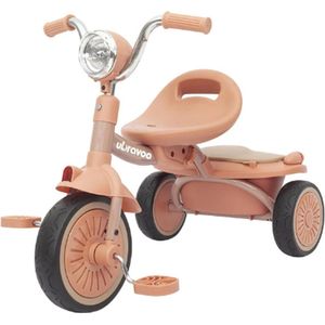 Driewieler - 1 tot 5 jaar - Peuter fiets - Driewielers - Driewieler meisje - Peuterfiets jongens - Met lamp en bakje - Zalm/Zwart