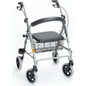 Elephantje - Lichtgewicht Rollator - Grijs - Inclusief Mandje en Rugsteun