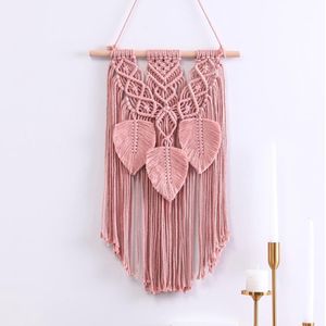 Macrame muurbehang, roze, macrame tapijt, Boho decor voor slaapkamer- en woonkamerdecoratie
