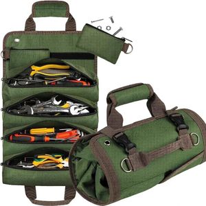 Professionele Multi-Purpose Gereedschapstas, Hoge Kwaliteit, Multi Pocket Hardware Tools Pouch, Rolbare Draagbare Organizer, Kleine Gereedschapstas, Duurzaam, Veelzijdig, Khaki-L