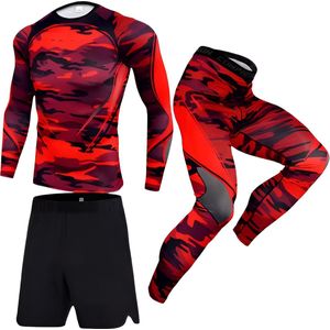 E-shop4u® - Mannen Compressie Sport Thermisch Ondergoed - Winter Warm Kompres Lange Onderbroek, Shirt, Tops, Bottom en Short Pant Pak - Warmte & Prestatie - Rood - L
