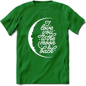 I Love You To The Moon - Valentijn T-Shirt | Grappig Valentijnsdag Cadeautje voor Hem en Haar | Dames - Heren - Unisex | Kleding Cadeau | - Donker Groen - XL