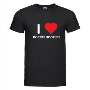 I LOVE BORRELNOOTJES T-shirt - 100% Katoen - Maat M - Classic Fit - Zwart