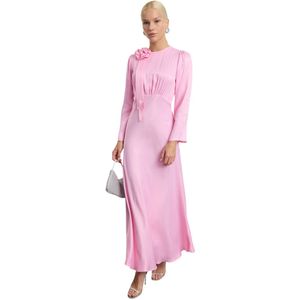 Trendyol Crèmekleurige Roos Gedetailleerde Bruiloft / Speciale Gelegenheid Geweven Satijnen Avondjurk Tctss24Db00043