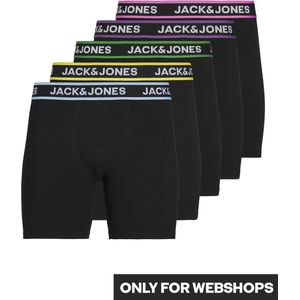 JACK & JONES Jaclime solid boxer briefs (5-pack) - heren boxers extra lang - zwart - Maat: M