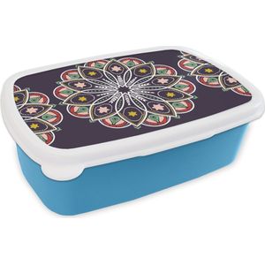 Broodtrommel Blauw - Lunchbox - Brooddoos - Mandala - Ster - Design - 18x12x6 cm - Kinderen - Jongen