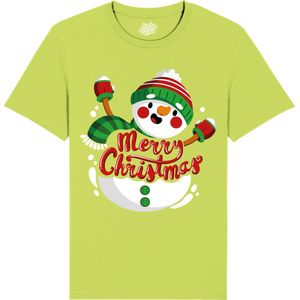 Sneeuwman - Foute kersttrui kerstcadeau - Dames / Heren / Unisex Kleding - Grappige Kerst, Oud en Nieuw en winter Outfit - T-Shirt - Unisex - Appel Groen - Maat L