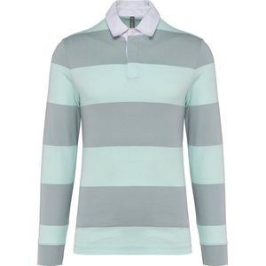 Kariban Gestreepte uniseks polo lange mouwen K285 - Light Grey / Ice Mint Stripes - S
