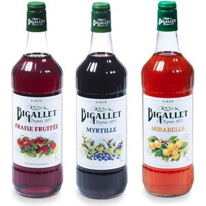 Bigallet sodamaker limonadesiroop voordeelpakket Aardbei, Bosbes & Pruim - 3 x 100 cl