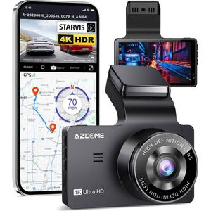 AZDome M63 Pro 1CH - Dashcam - Ultra 4K Resolutie - 64GB Micro SD Kaart - 3,0 Inch IPS LCD