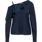 WE Fashion - Blouse - Donkerblauw - Blouseshirt - Lange Mouw