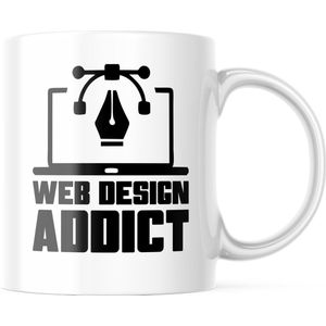 Mok met tekst: Web designer addict | Webontwikkelaar Mok | Webdeveloper Mok | Webdesigner Mok | Grappige Cadeaus | Grappige mok | Koffiemok | Koffiebeker | Theemok | Theebeker
