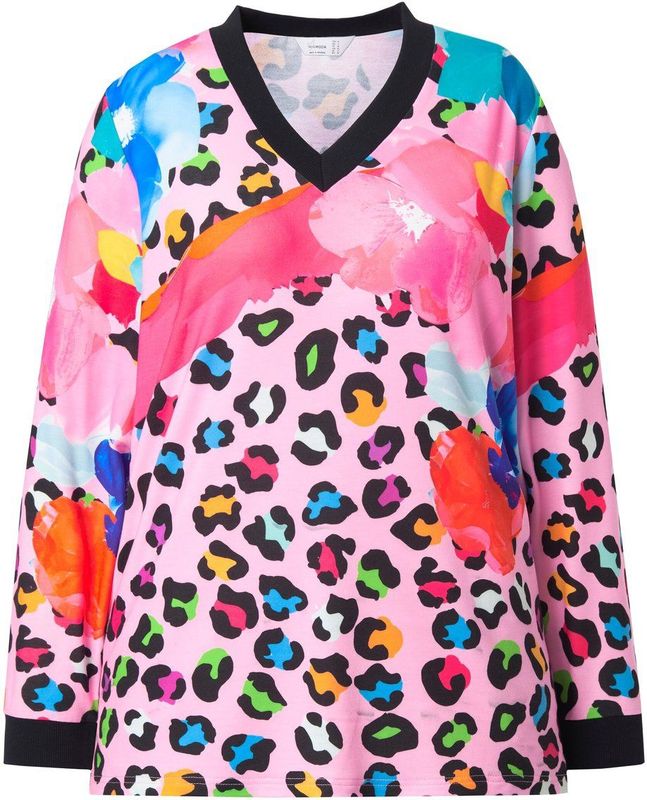 MIAMODA MIAMODA - Dames - Sweatshirt Regular Fit bloemmotief - Multicolor - Maat 42