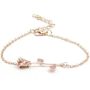 Lumici® | Roos Armband - Rose Bracelet - Cadeau Voor Vrouwen / Vriendin - Natuur - Flower - Bloem - Boom - Vriendschap Cadeau - Moeder - Moederdag Cadeau - Cadeau voor Vrouwen - Verrassing - Goud - Rosegoud - Zilver