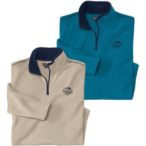 ATLAS FOR MEN - Set van 2 microfleece truien Outdoor - Heren - Verkrijgbaar in grote maten - 3XL