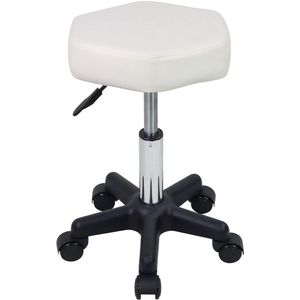 Hoogte Verstelbare Zeshoek Rolling Kruk Met Wielen - Spa Salon Massage Wit Kruk