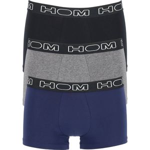 HOM Boxerlines Basic boxer Brief (3-pack) - heren boxers kort - zwart - blauw - grijs - Maat: S
