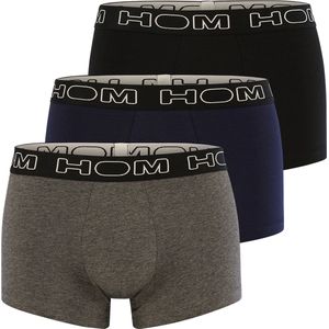 HOM Boxerlines Basic boxer Brief (3-pack) - heren boxers kort - zwart - blauw - grijs - Maat: S