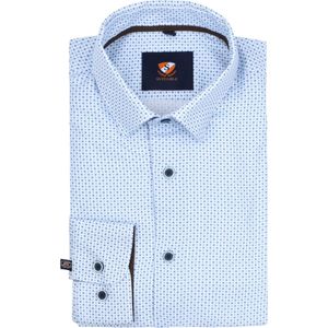 Suitable - Overhemd Print Lichtblauw - Heren - Maat 42 - Slim-fit