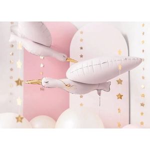 Baby Folie Ballon Ooievaar | Meisje | 130 x 60 cm | Voor Gender Reveal en Babyshower