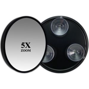 Make-up Zuignap spiegel mat zwart Ø15cm 5X Vergroting badkamer spiegel