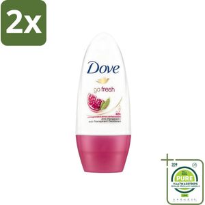 Dove - Deodorant - Roll-on Go Fresh Granaatappel - Frisse geur - 50 ml - Voordeelverpakking - 2 stuks - Deodorant - Antitranspirant