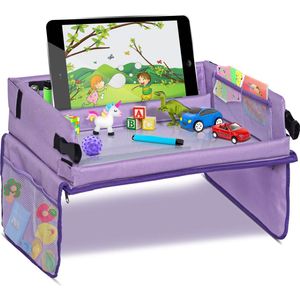 LITTLE BAKER TOYS® Reistafel kinderen - Autotafel - Speeltafel voor Auto, Trein of Vliegtuig - Opvouwbaar - Transparant uitwisbaar tekenveld - Paars