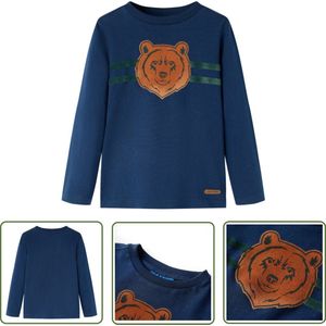 vidaXL Langmouwig - Kinderhemd - Kindershirt met lange mouwen 92 marineblauw - Babykleding - Meisjeskleding - Jongenskleding