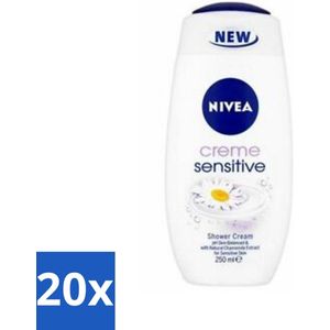 20 x NIVEA Douchecrème Sensitive 250 ml - Hydraterende Douche - Zachte Douche