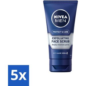 5 x NIVEA MEN - Protect & Care - Gezichtsscrub - 75 ml - Gezichtsscrub Mannen - Huid Reinigen - Exfolierende Scrub - Gezichtsreiniging - Huid Verzorging