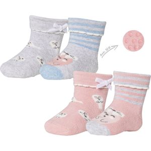 iN ControL 4pack antislip baby socks pink/grey