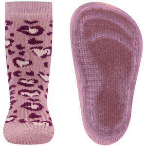 Antislipsokken Ewers Kindermaat - Oudroze met Luipaardvlek Hartvormig Design Paars & Creme - Siliconenzool-31/34
