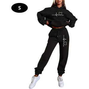 Livano Joggingpak Dames - Huispak - Volwassenen - Trainingspak - Comfortabel - Jogging Pak - Joggingsbroek - Zwart - S
