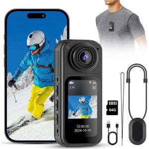 DailySupplies® Bodycam - Action Cam - Bewegingsdetectie - 180º Draaibare Lens - Bodycam Politie - Spycam - Full HD - Zwart