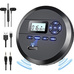 Discman - CD speler - Anti shock - Oplaadbaar - Inclusief oordopjes - Must have voor iedereen!