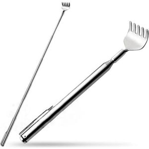 Telescopische Rugkrabber - Set van 2 - Massage Tool - Rug- en Voetkrabber - Compact en Verstelbaar - Zilver