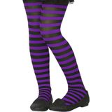 Zwart/paarse verkleed panty voor kinderen