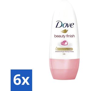 Dove - Deodorant - Roll-On Beauty Finish - Soepele geur en verzorging - 50 ml - Voordeelverpakking - 6 stuks
