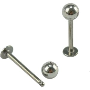 Fako Bijoux® - Labret Piercing - 4mm - Zilverkleurig - 2 Stuks