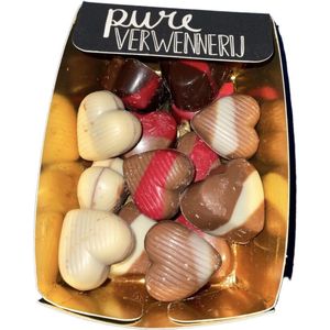 Moederdag - Chocolade - Hartjes - Luxe doosje - Pure verwennerij - lint ""Speciaal voor jou"" - Cadeauverpakking