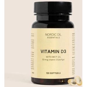 Nordic Oil© - Vitamine D3 Capsules 50mcg - 120 Vegan Softgels - Voor Botten, Spieren & Immuunsysteem - Hooggedoseerd, MCT-Olie, EU-Gemaakt